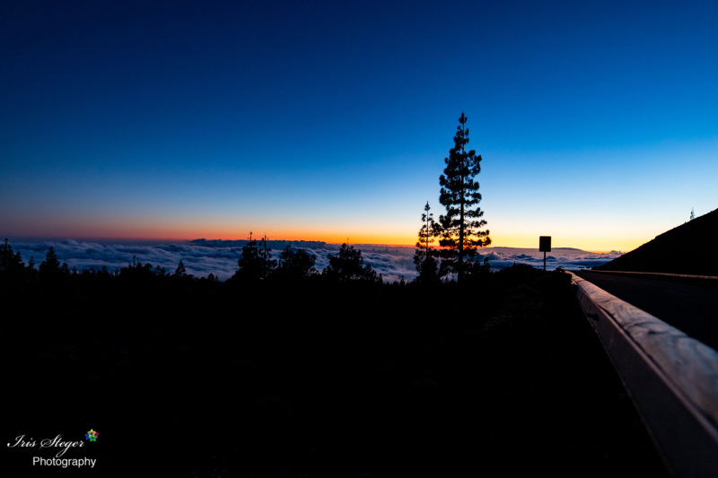 Sonnenuntergang im Parque Nacional del Teide bei Nacht